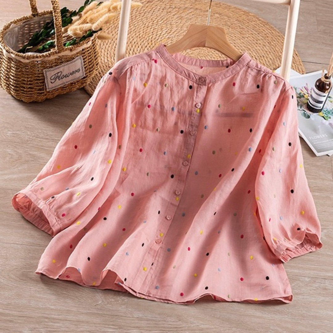 Pure Cotton Casual Wear Shirt With Colorful Embroidered Butties