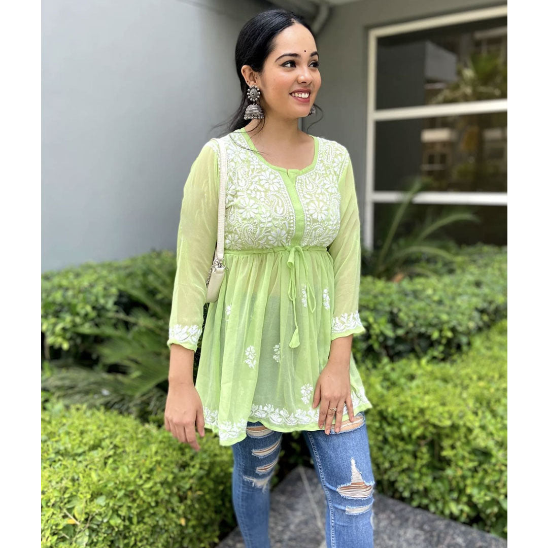 Pista Gorgeous Chickankari Georgette Kurti