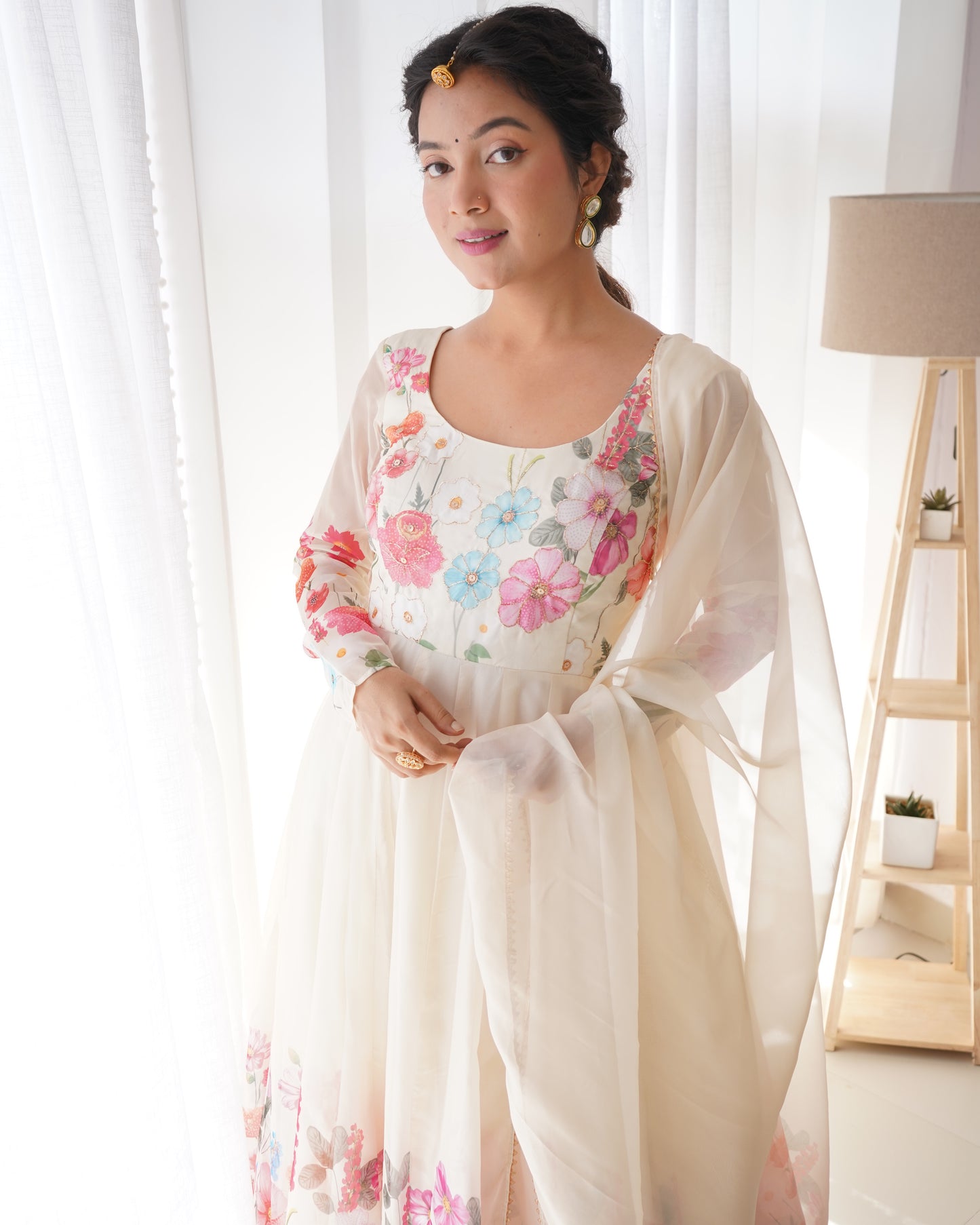 YAMIKA ORGANJA SILK PRINT ANARKALI DRESS
