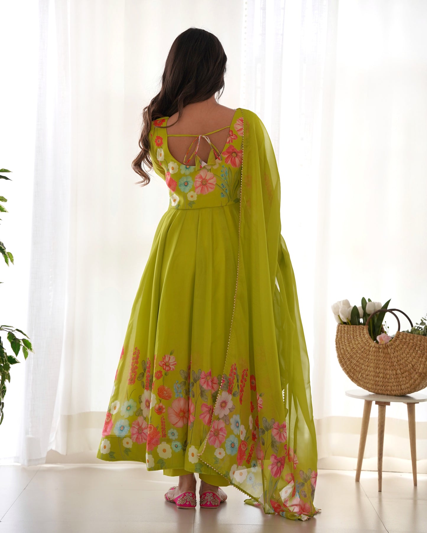 YAMIKA ORGANJA SILK PRINT ANARKALI DRESS