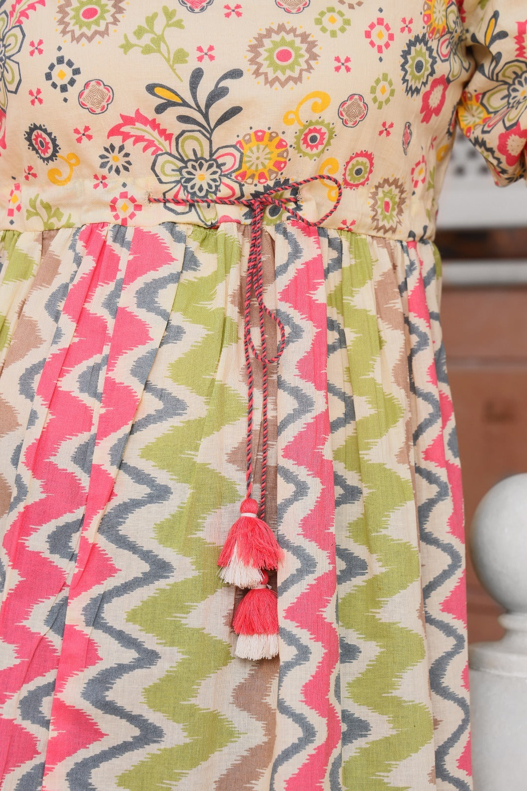 Whispering Lace Cotton Floral Printed Dress