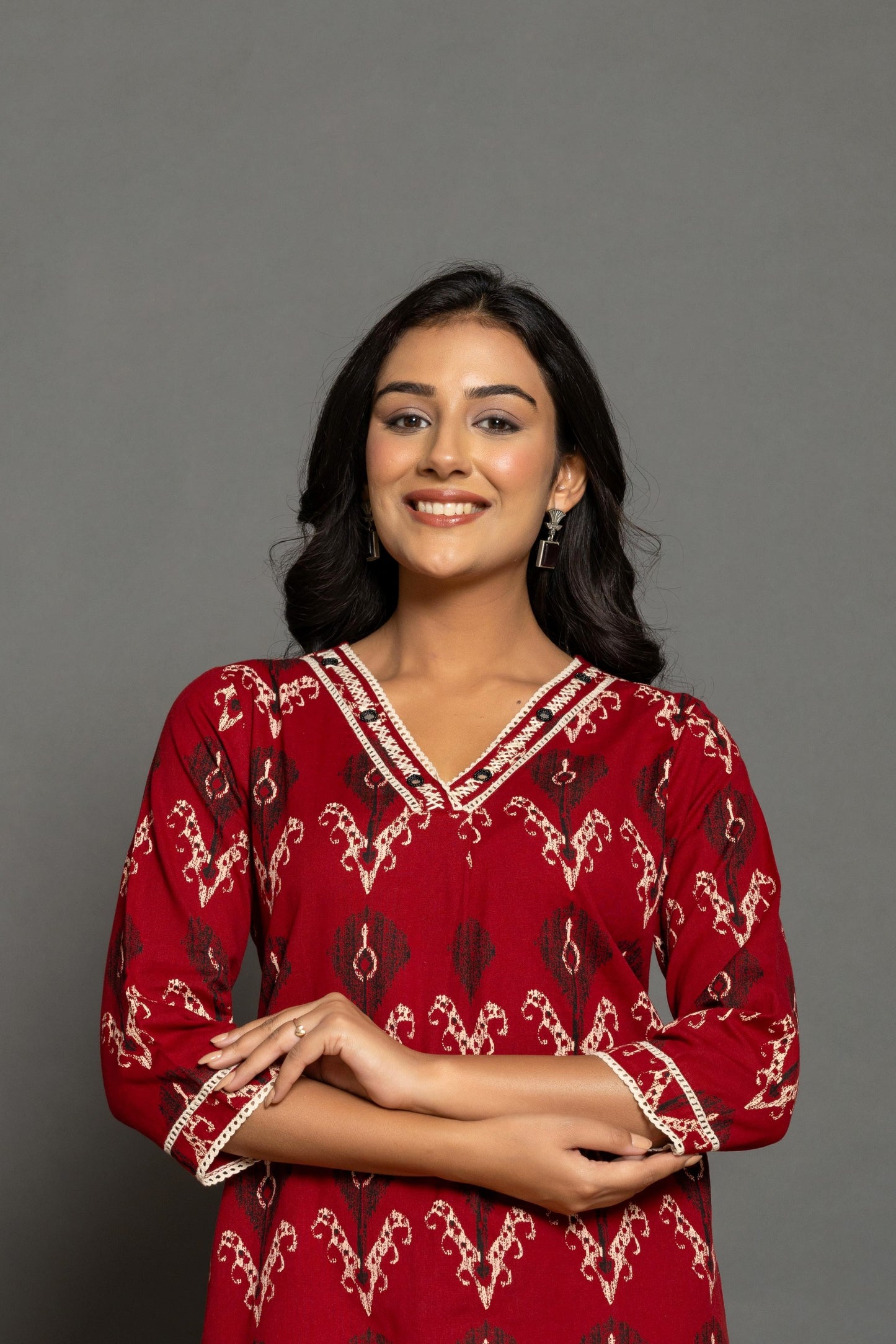 Crimson Charm Ikat Co-ord Set
