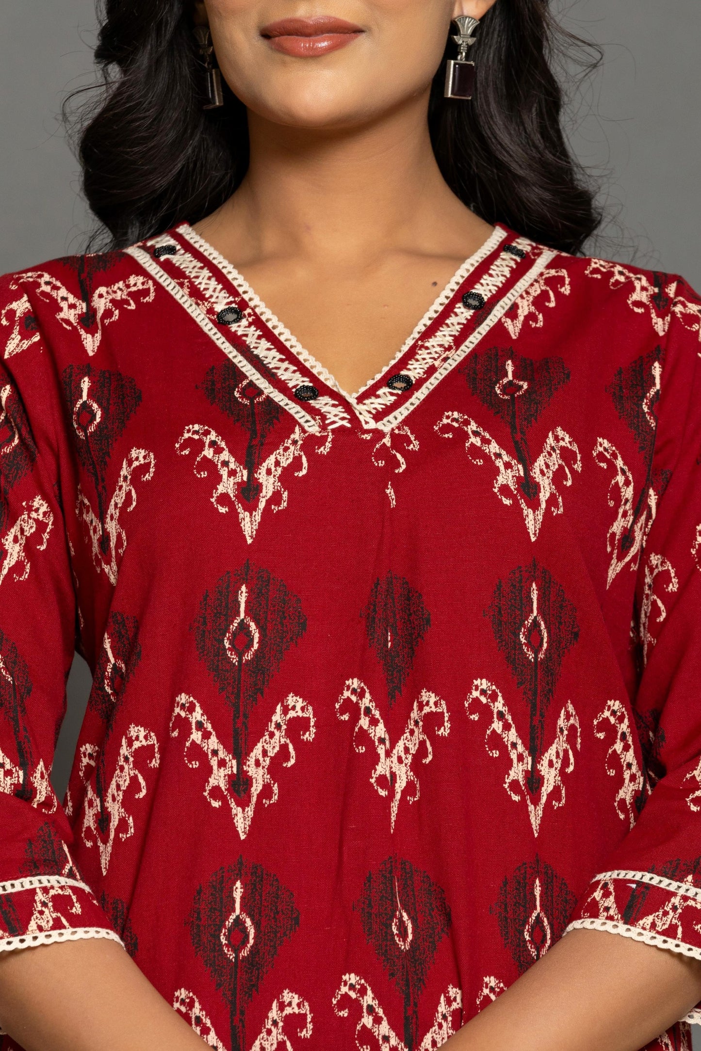 Crimson Charm Ikat Co-ord Set