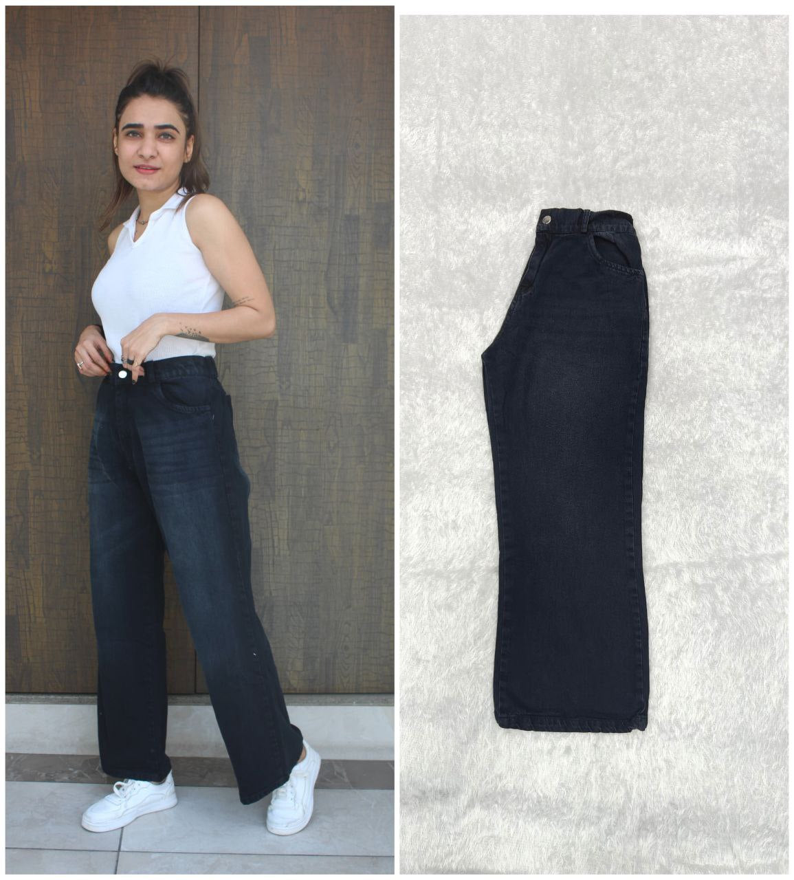 Women High Rise Comfort Wide Leg Stretchable Jeans