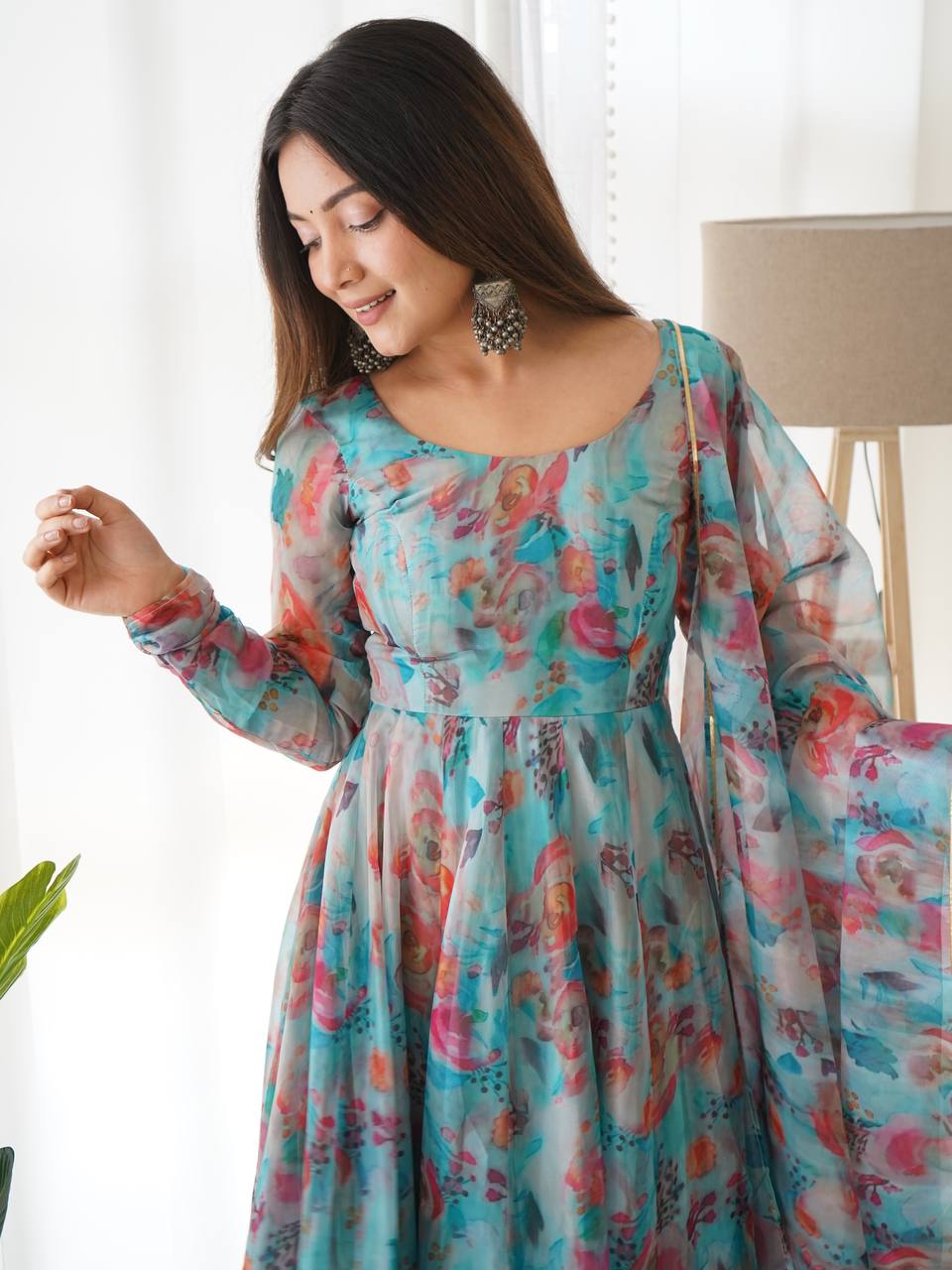 MURUNAL TABBY ORGANJA SILK ANARKALI SET