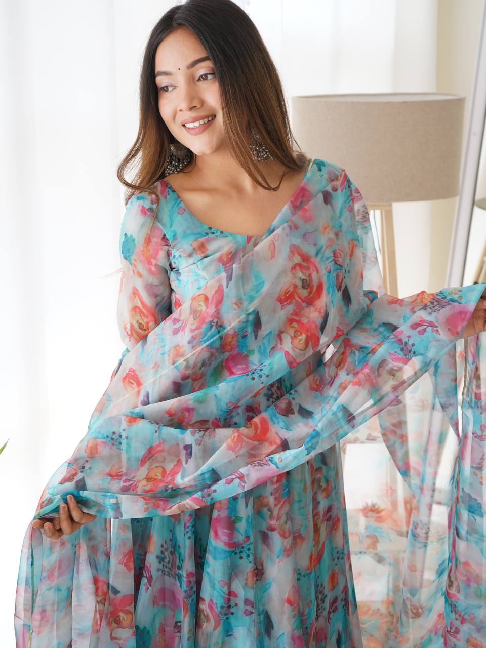 MURUNAL TABBY ORGANJA SILK ANARKALI SET