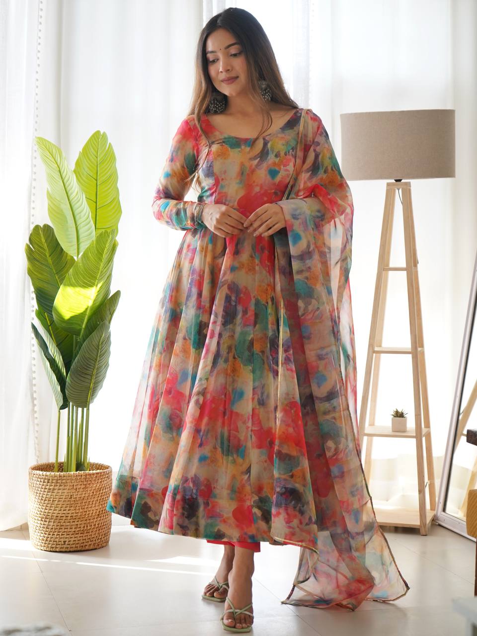 MURUNAL TABBY ORGANJA SILK ANARKALI SET