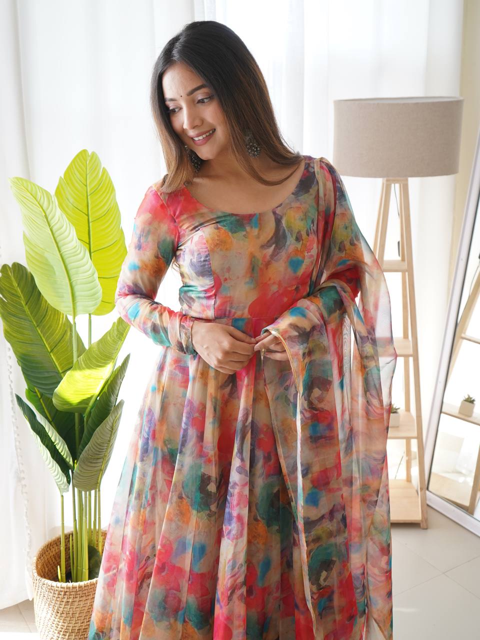 MURUNAL TABBY ORGANJA SILK ANARKALI SET