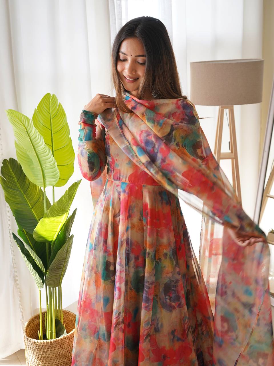 MURUNAL TABBY ORGANJA SILK ANARKALI SET