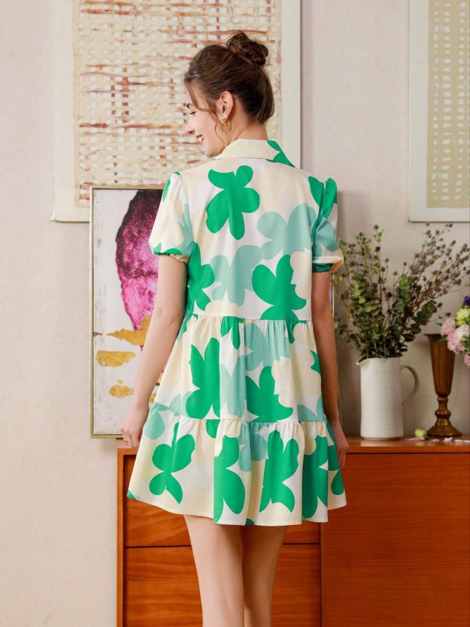 Elegant floral print tunic dress for women