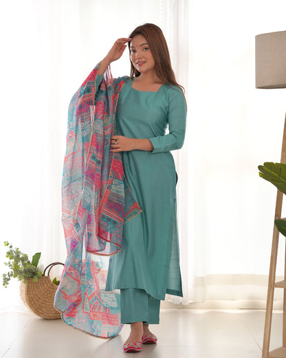 KASTURI VISCOSE STRAIGHT FIT KURTA  SET