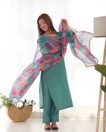 KASTURI VISCOSE STRAIGHT FIT KURTA  SET