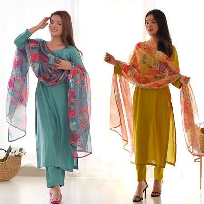 KASTURI VISCOSE STRAIGHT FIT KURTA  SET