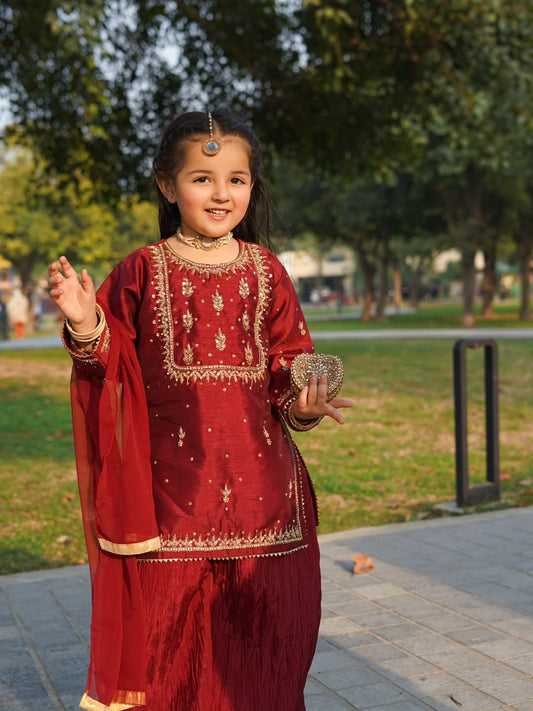 Royal Ruby Festive Sharara Set