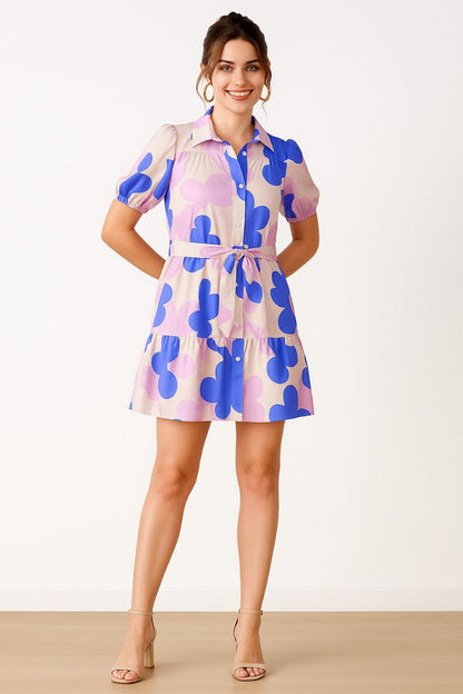 Elegant floral print tunic dress for women