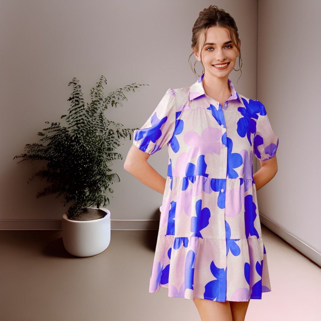 Elegant floral print tunic dress for women