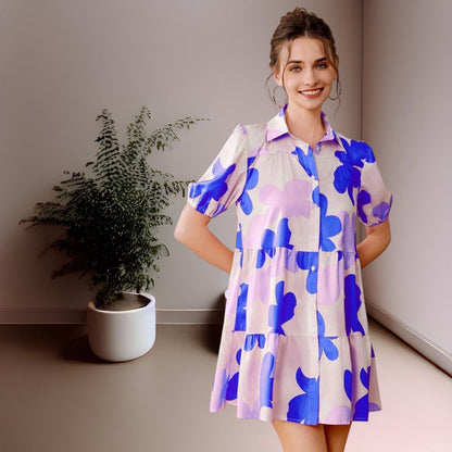 Elegant floral print tunic dress for women