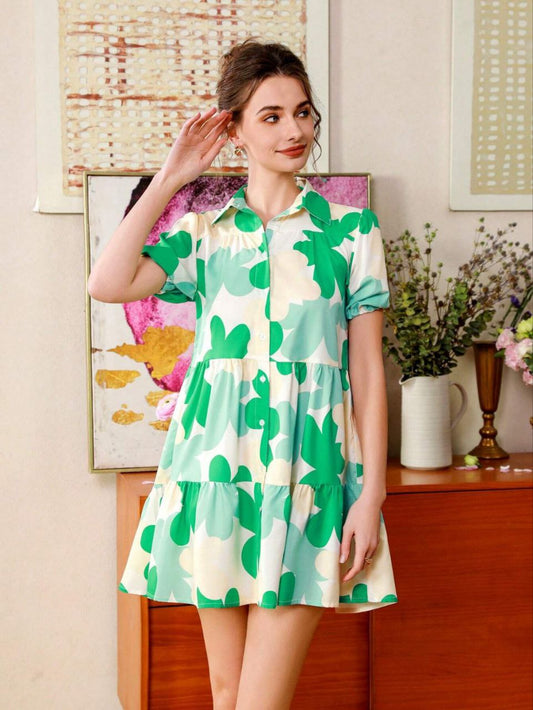 Elegant floral print tunic dress for women