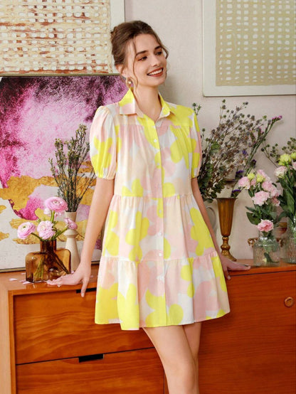 Elegant floral print tunic dress for women
